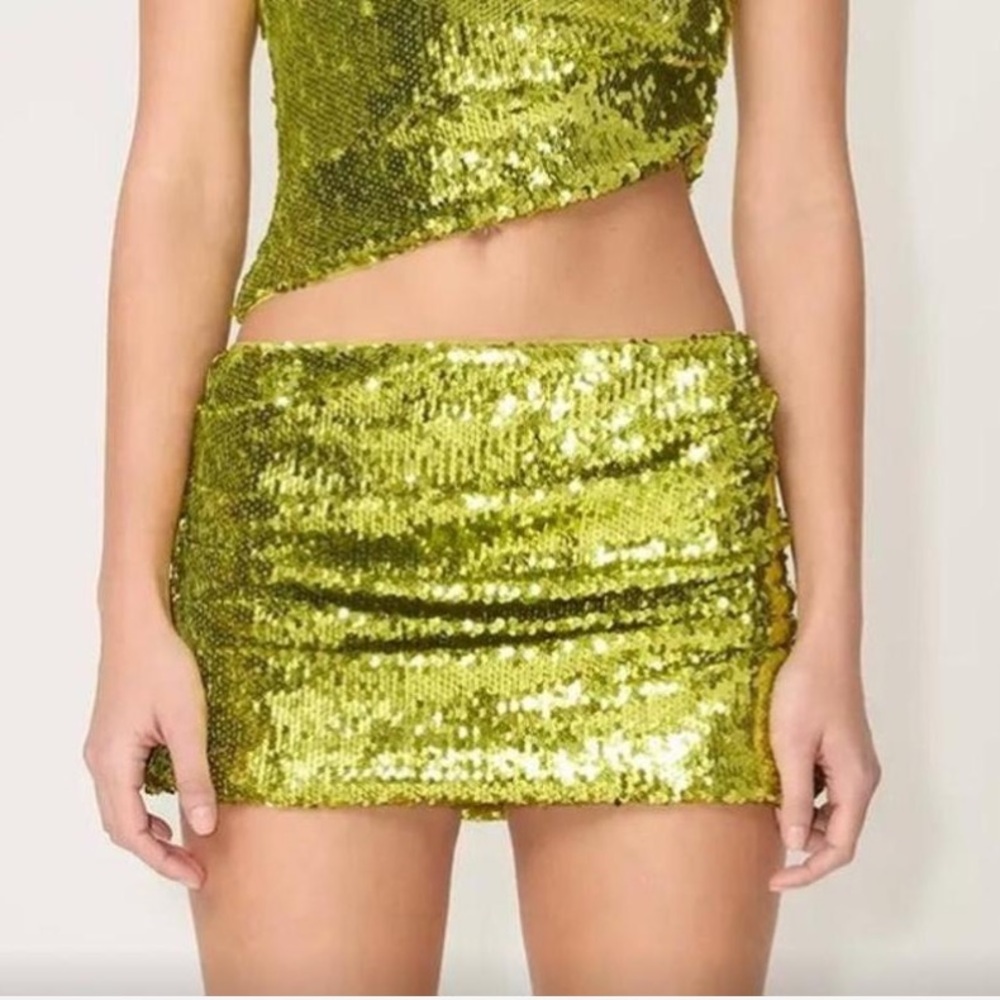 One-Shoulder Sequin Mini Dress in Green